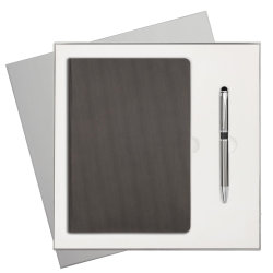 Подарочный набор Rain/iP, серый (ежедневник недат А5, ручка)