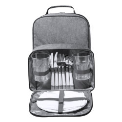 Набор для пикника KAZOR: рюкзак и посуда из пластмасс, полиэстер 600D RPET / PEVA (серый)