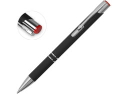 Ручка металлическая шариковая Legend Mirror Gum софт-тач с цветным слоем, черный / красный